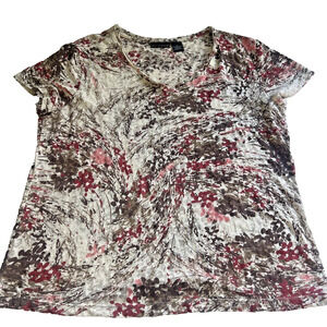 Sheer Bay Studio Brown Print top Short sleeve T-Shirt XL